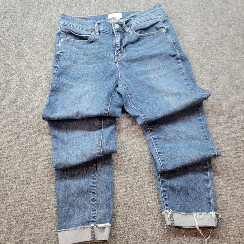 Nicole Miller New York Soho High Rise Ankle Skinny Jeans Blue Size 4 Raw Hem